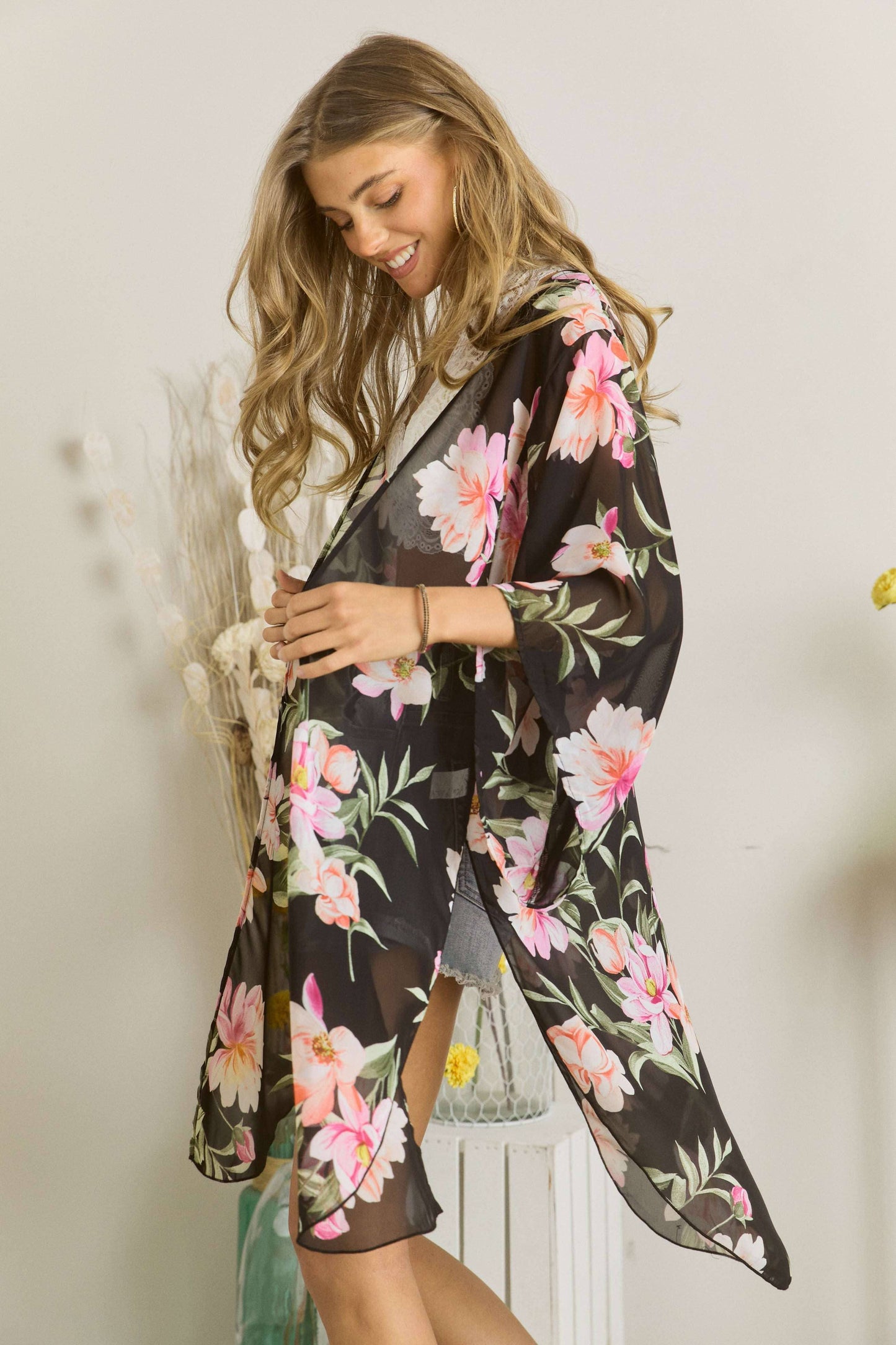 Floral Chiffon Kimono
