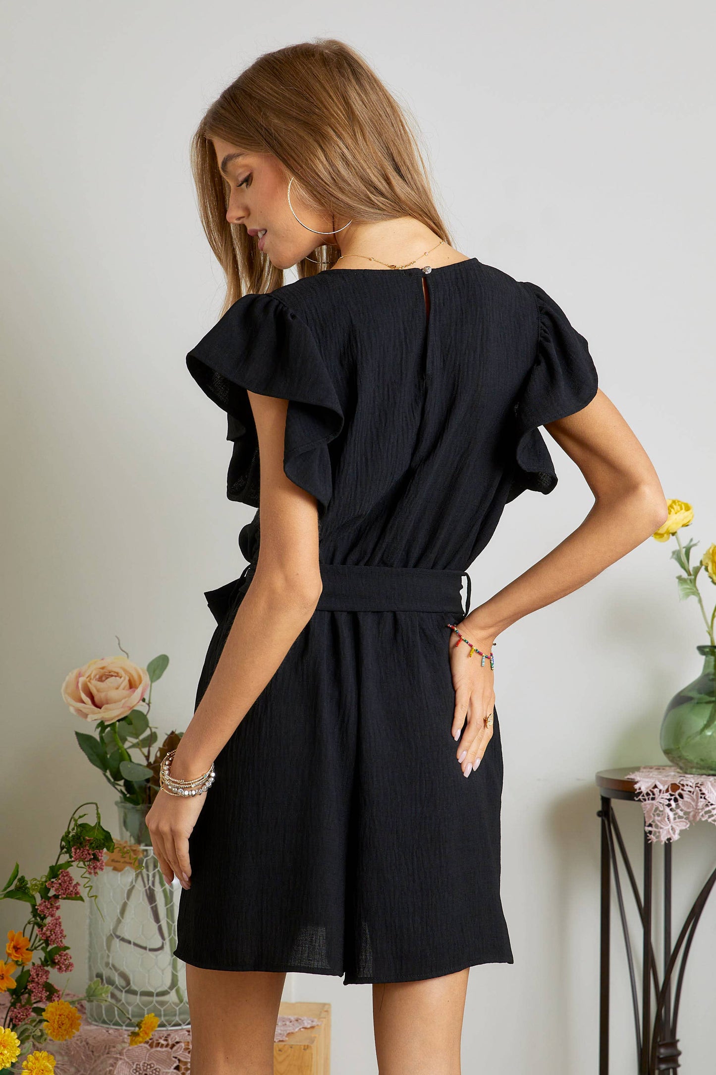 Ruffle Sleeves Romper