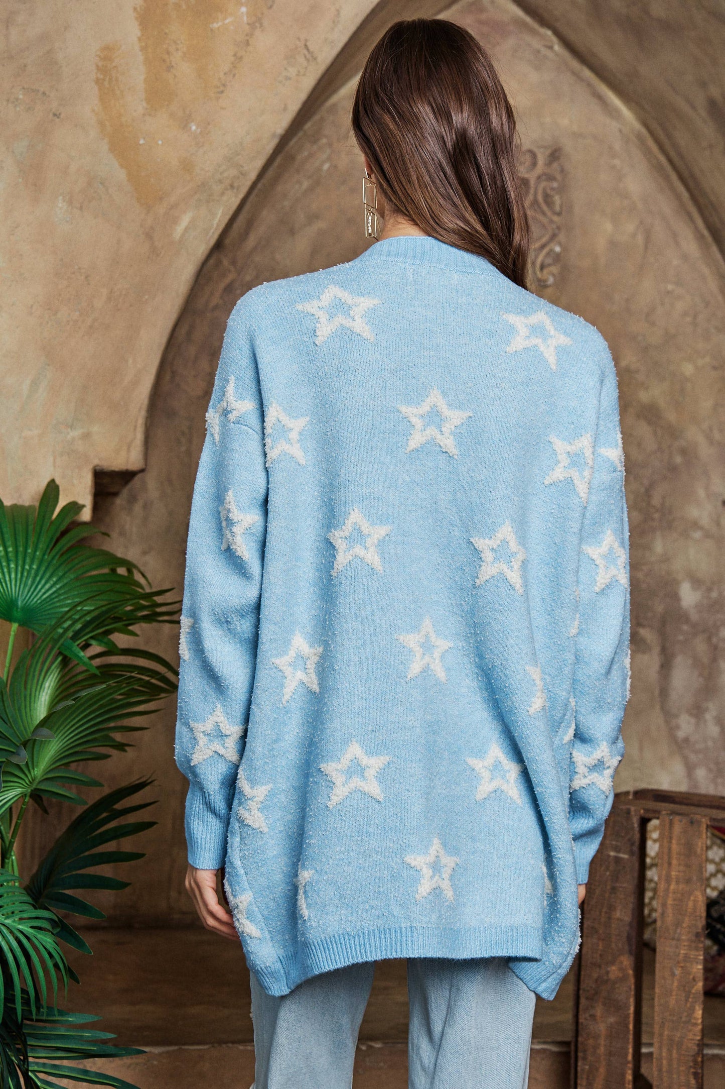 Fluffy Star Sweater Cardigan