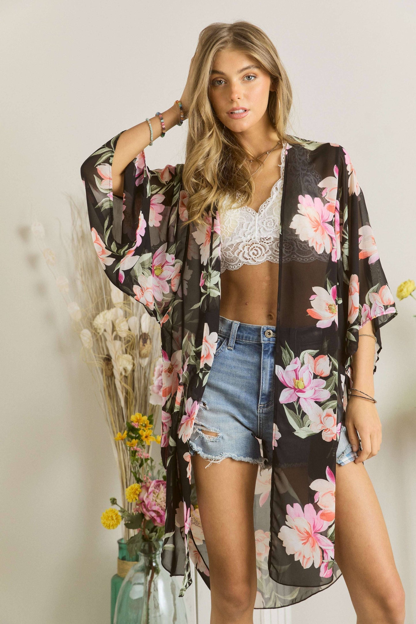 Floral Chiffon Kimono