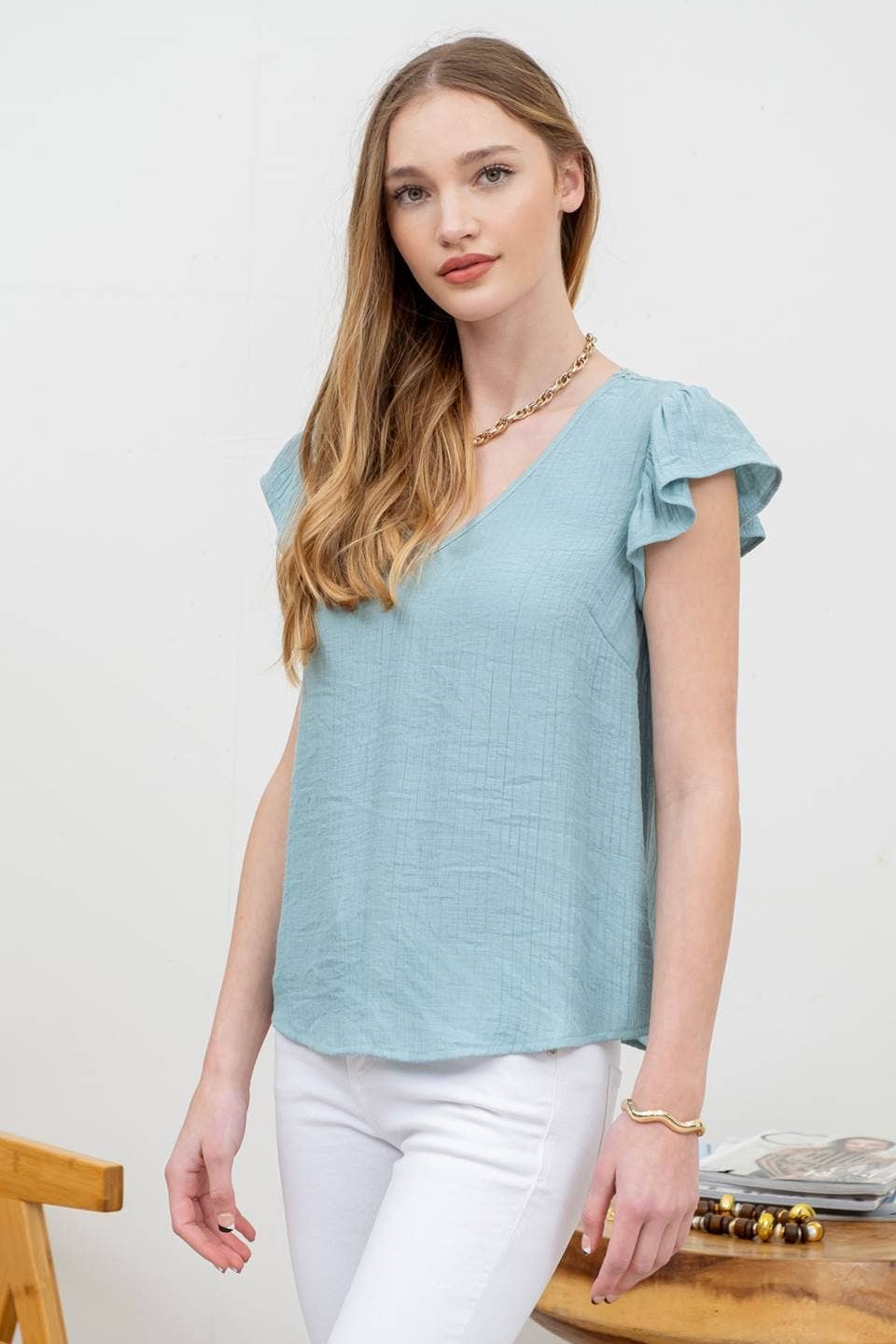 Ruffle Sleeve Blouse
