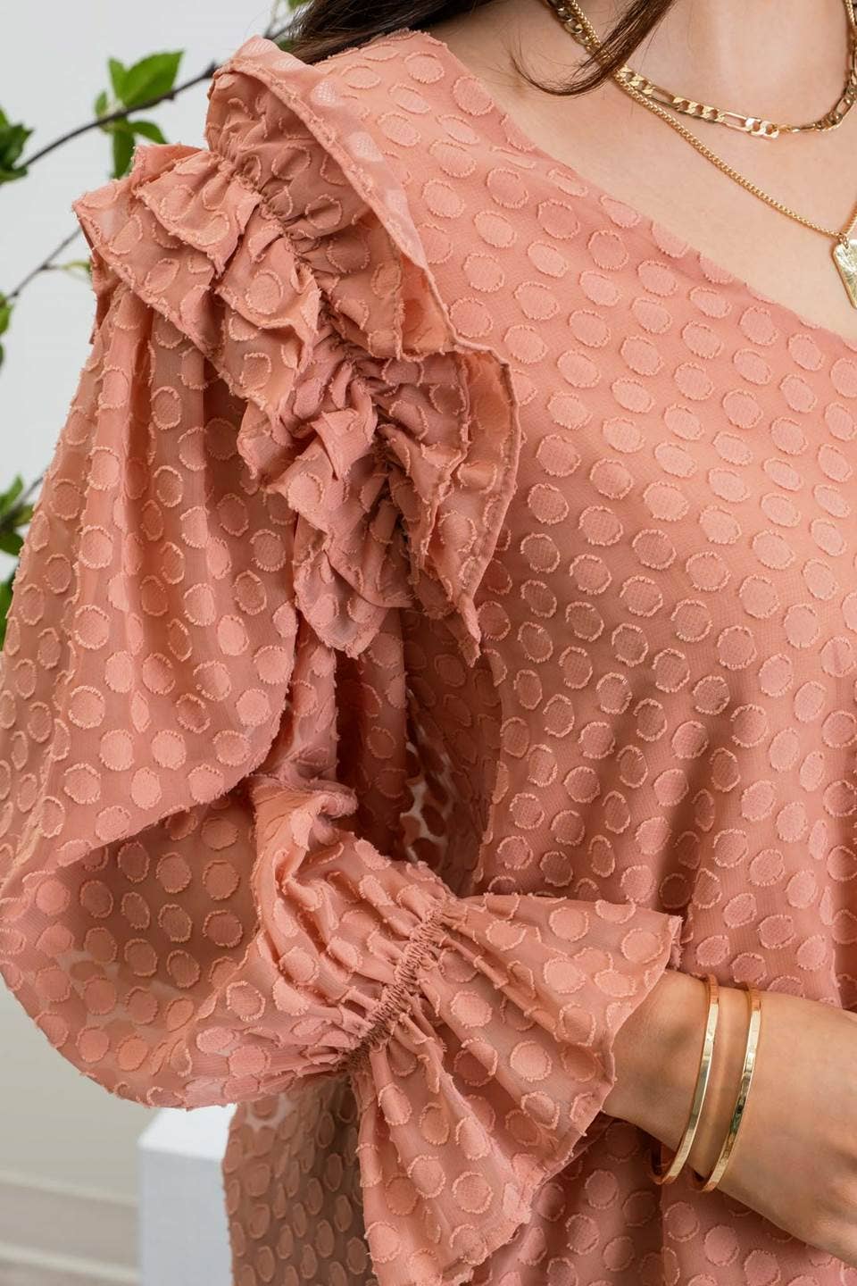 Ruffle Dotted Blouse