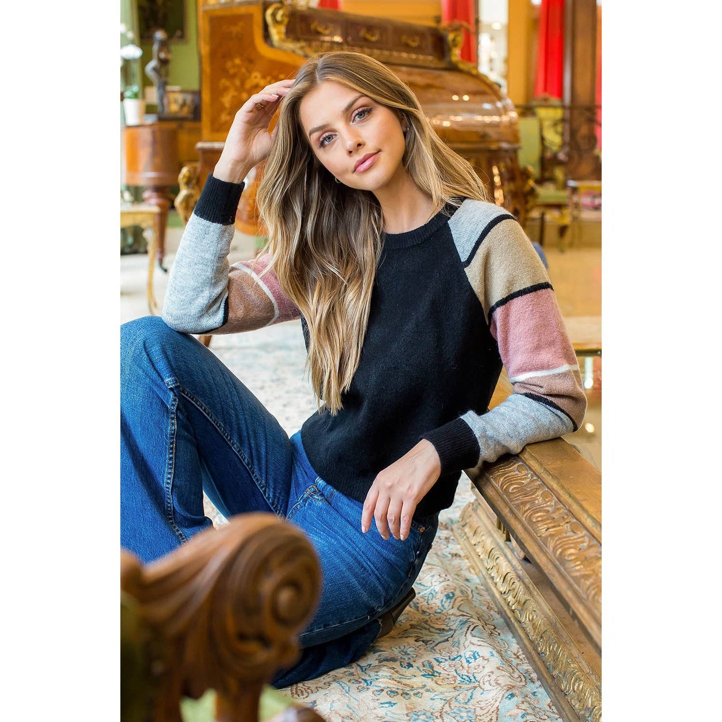 Colorblocked Sleeve Sweater
