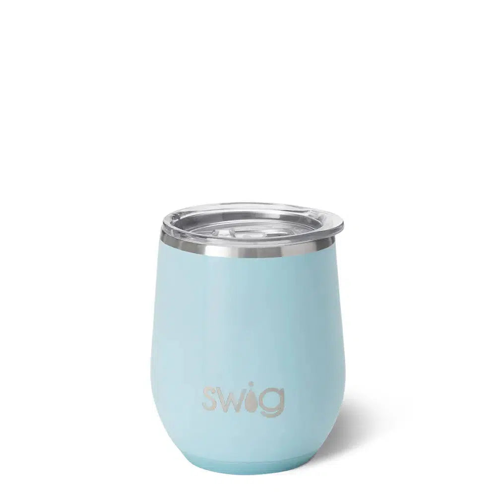 Swig aquamarine shimmer stemless wineglass (12oz)