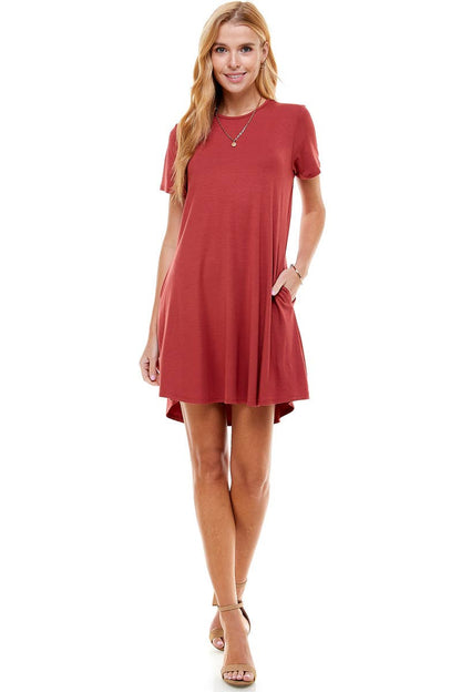 Short Sleeve Pockets Mini Dress