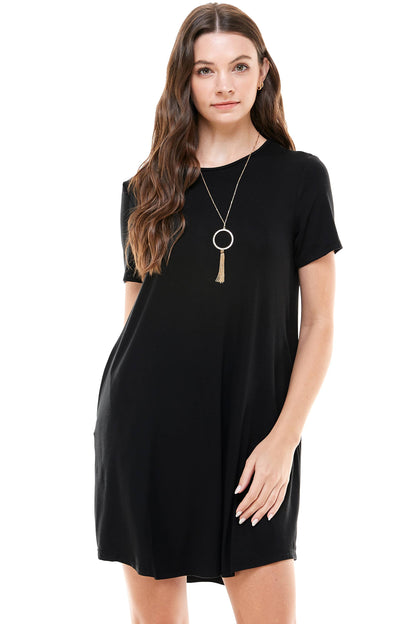 Short Sleeve Pockets Mini Dress