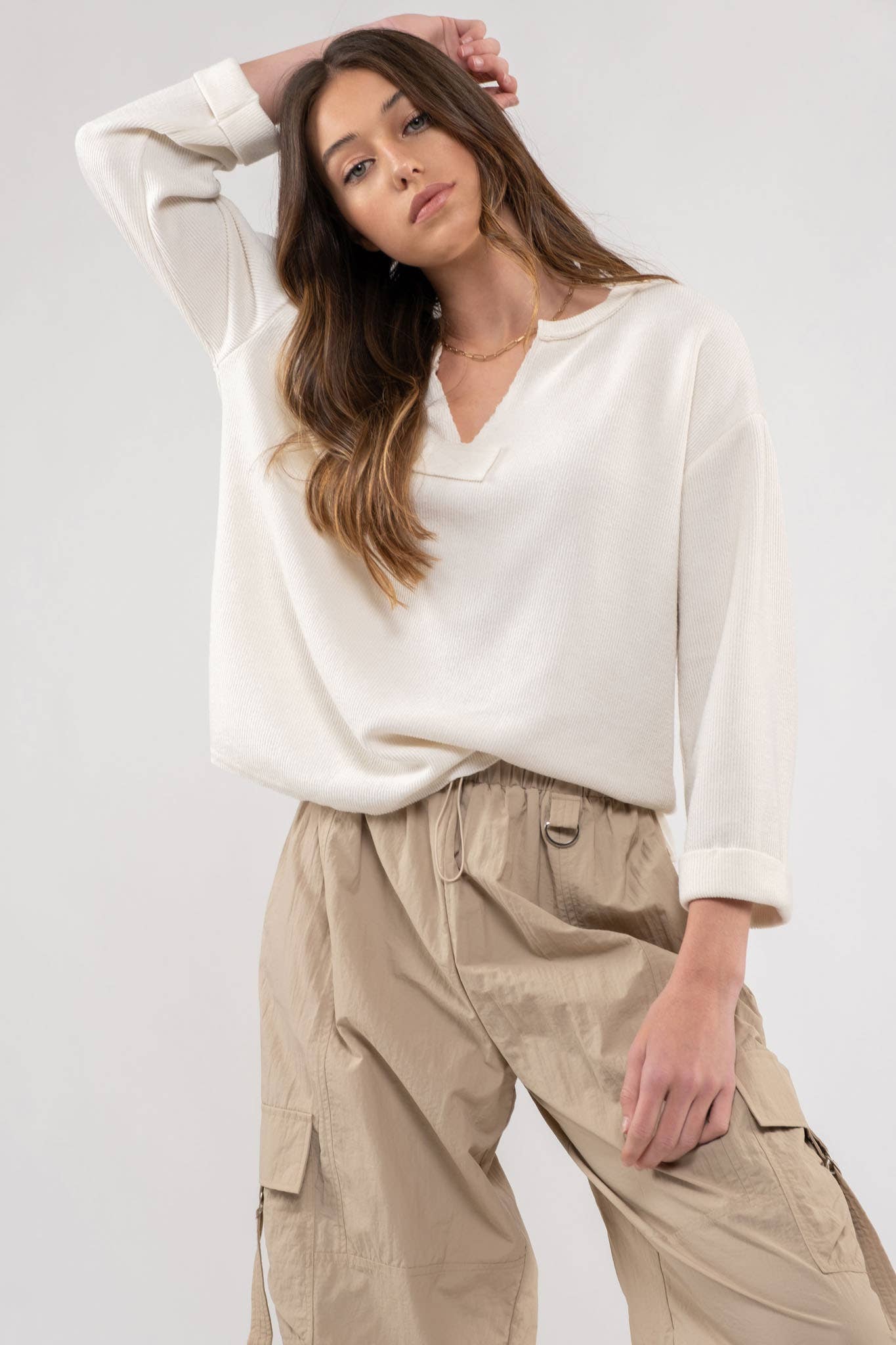 3/4 Sleeve Hem Top