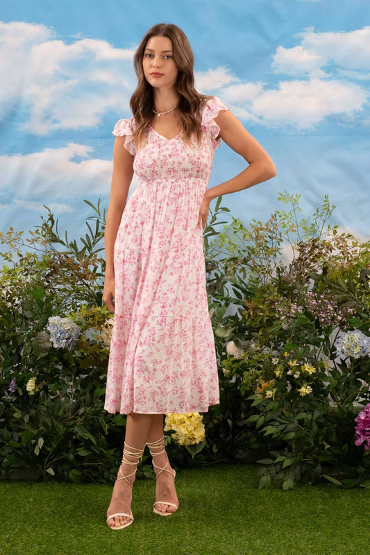 Floral Smocked Midi Dress