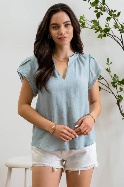 Petal Sleeve Woven Top