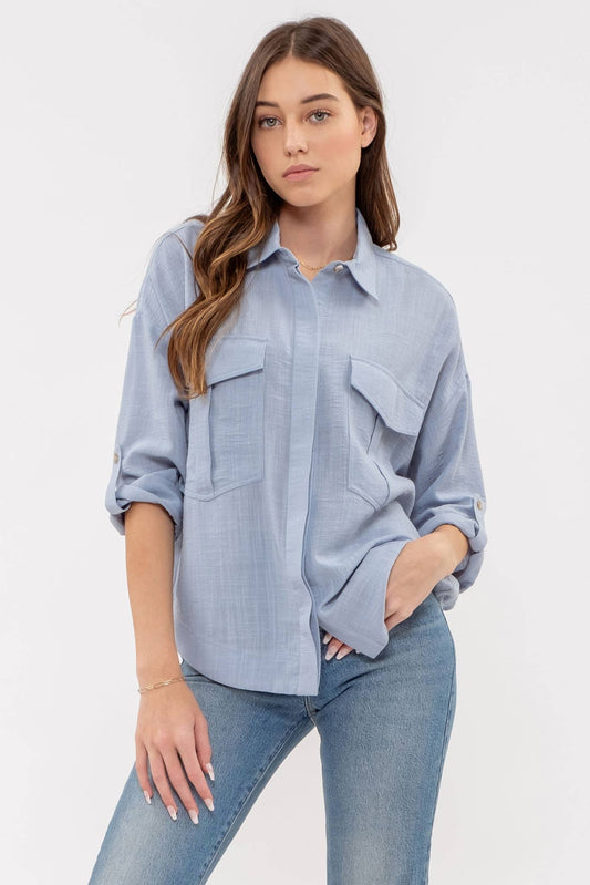 Tab Sleeve Button Up
