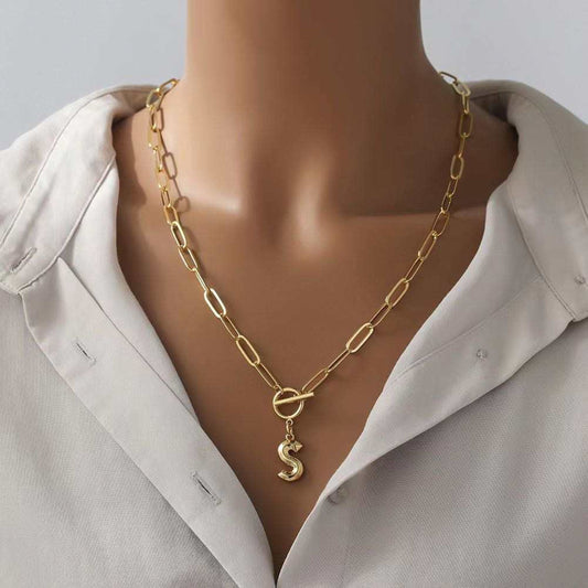 Paper Clip Alphabet Pendant Necklace