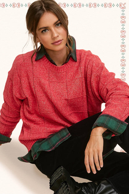 Windowpane Patterned Sweater