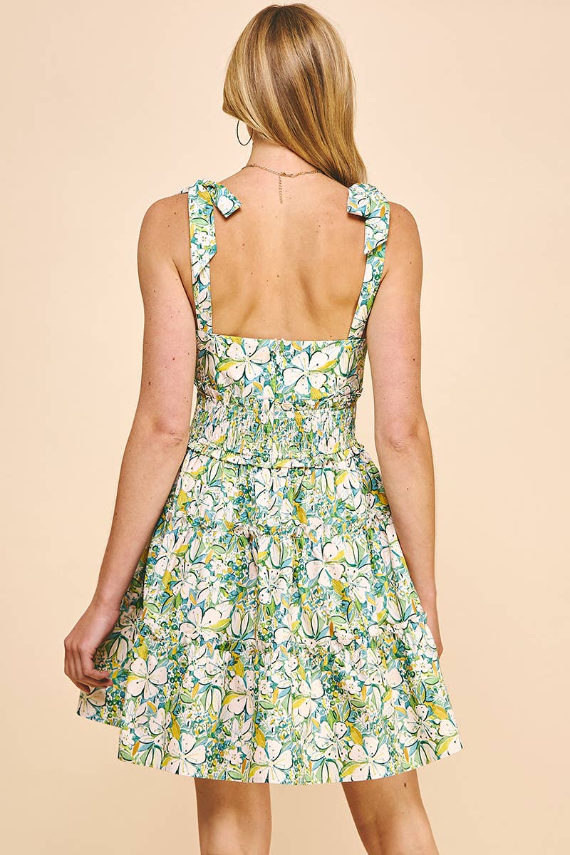 Floral Green Mini Dress