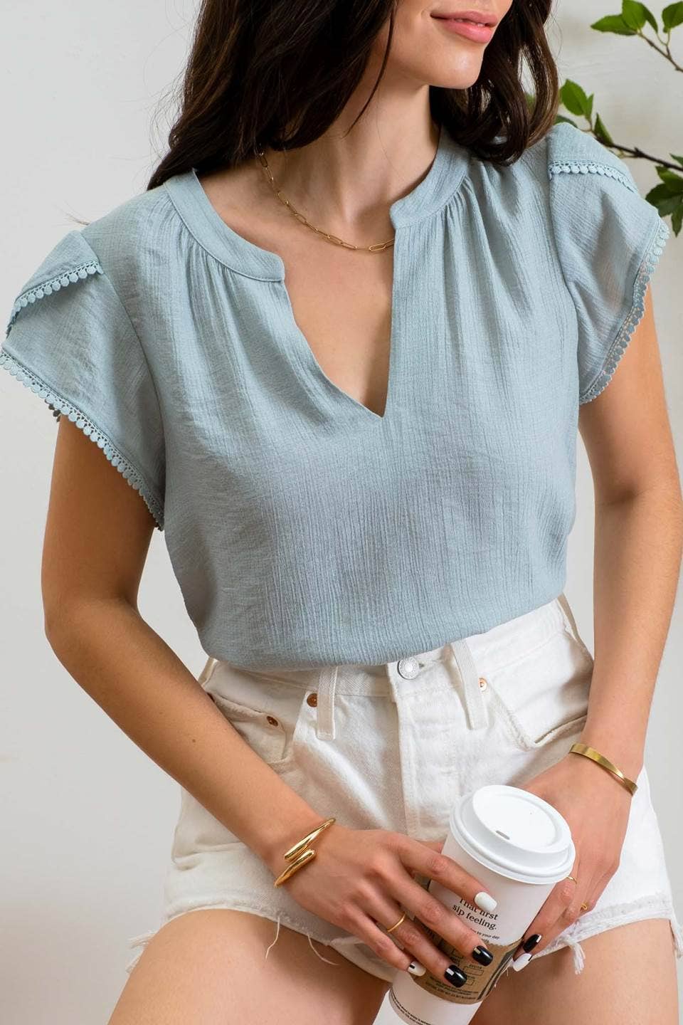 Petal Sleeve Woven Top