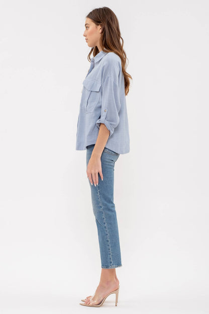 Tab Sleeve Button Up