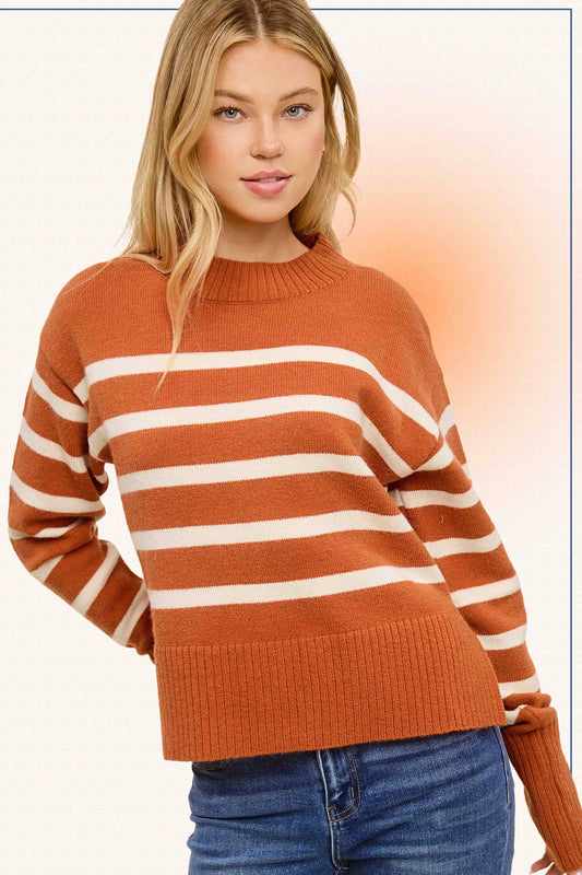 Striped Mock Neck