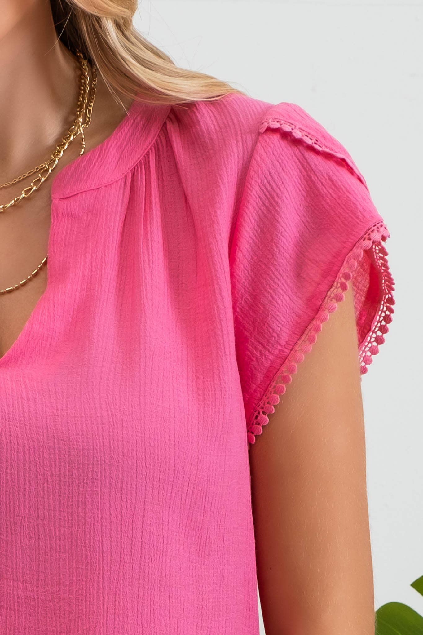 Split Neck Tassel Sleeve