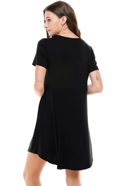 Short Sleeve Pockets Mini Dress